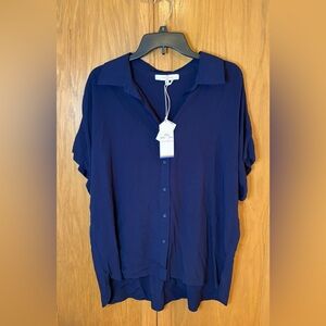 Casa Cabana Button Front “Sammie” Shirt Navy XL NWT Women